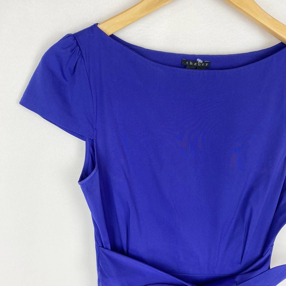 Theory Dress Analba Blue Poplin 4 - Picture 3 of 11